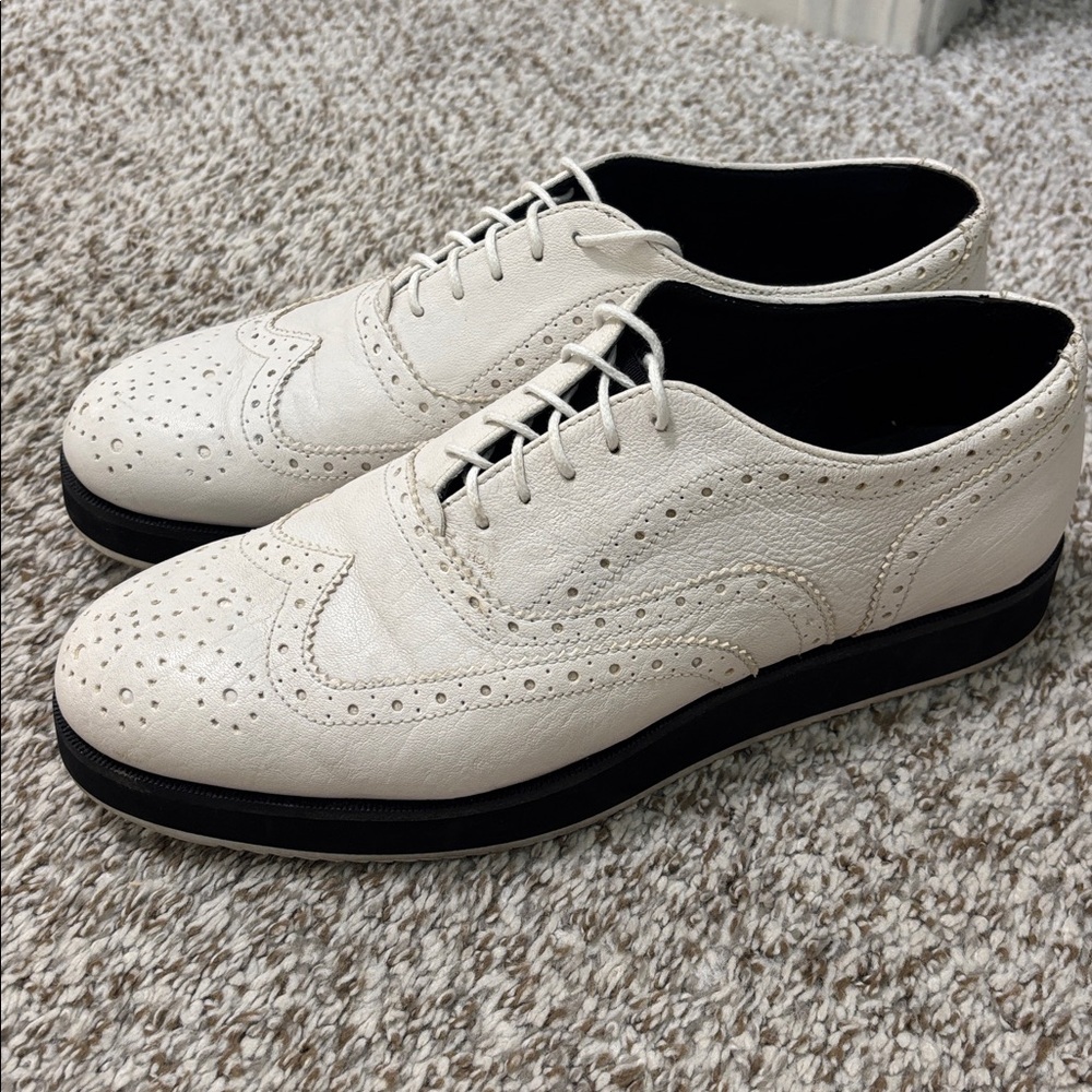 Rag & Bone white leather slip on Meli Brogue shoes 39